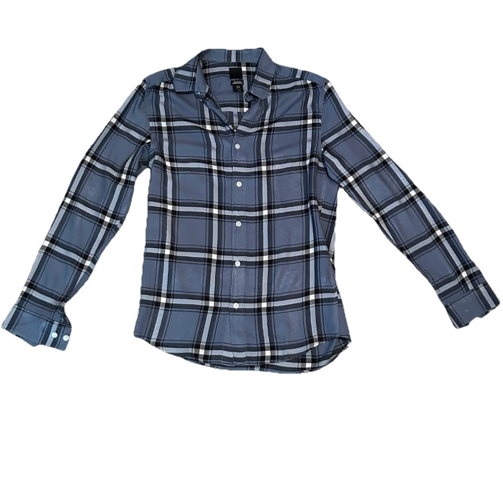 Men's H&M Plaid Button-Down Shirt, Size XS, Blue